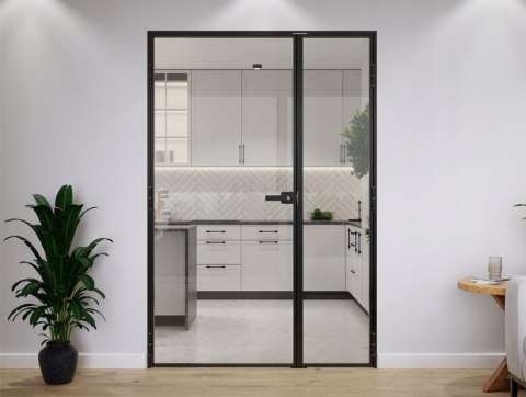Drzwi Dwuskrzydłowe Industrial Loft Aluminium Szyba Przeźroczysta Różne Wymiary