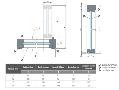 Drzwi Erkado Loft Steel BASIC 2 w ramie 1000x2080 Szpros Różne Szklenia Różne kolory lub NA WYMIAR