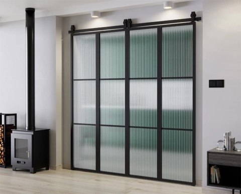Drzwi Harmonijkowe Podwójne Przesuwne Łamane Aluminium Gładkie Szyba Loft Flutez 2x97