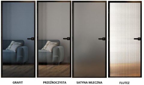 Drzwi Harmonijkowe Podwójne Przesuwne Łamane Aluminium Gładkie Szyba Loft Grafit 2x97