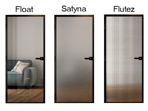 Drzwi Lumin 1080 x 2080 z Naświetlem bocznym w ramie aluminiowej Szklone 4 Pola