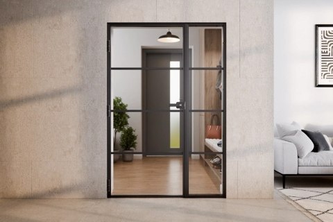 Drzwi Lumin 1180 x 2080 z Naświetlem bocznym w ramie aluminiowej Szklone 4 Pola