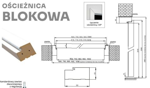 Drzwi Pełne Przylgowe z Ościeżnicą Regulowaną lub Stałą Kolory Voster VST