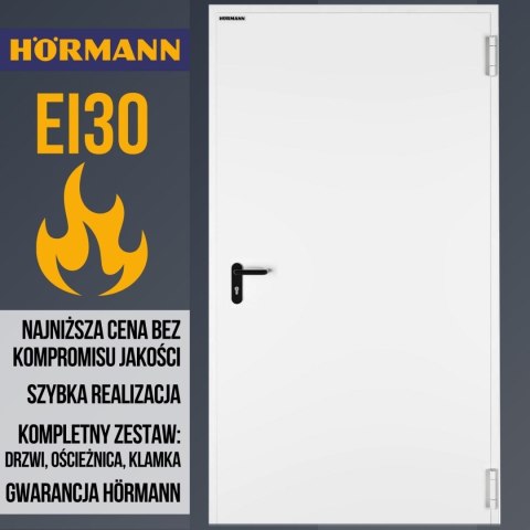 Drzwi Przeciwpożarowe 100cm EI30 Stalowe Hörmann Białe RAL 9002 1000x2000