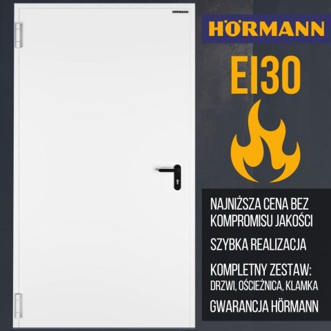 Drzwi Przeciwpożarowe 80cm EI30 Stalowe Hörmann Białe RAL 9002 800x2000