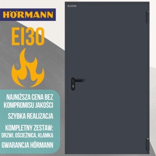 Drzwi Przeciwpożarowe 90cm EI30 Stalowe Hörmann Antracyt RAL7016 900x2000