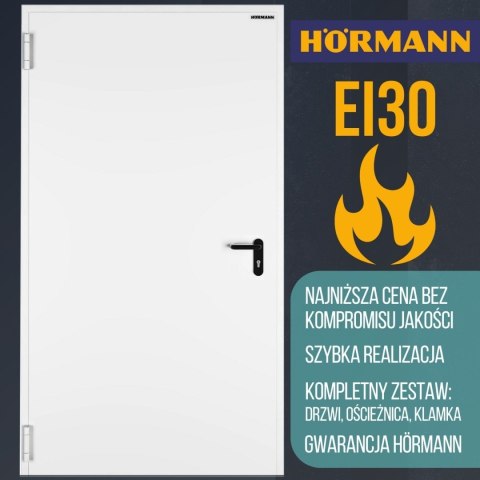 Drzwi Przeciwpożarowe 90cm EI30 Stalowe Hörmann Białe RAL 9002 900x2000