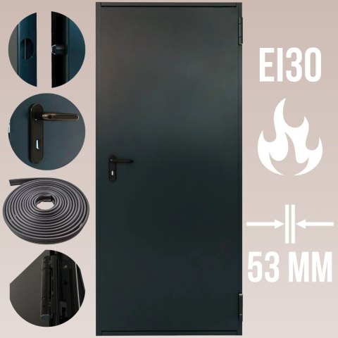 Drzwi Przeciwpożarowe Antracyt 80cm EI30 Padilla