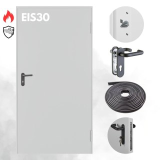 Drzwi Przeciwpożarowe Dymoszczelne 90 cm EIS30 Padilla Szare RAL 7035 PPOŻ