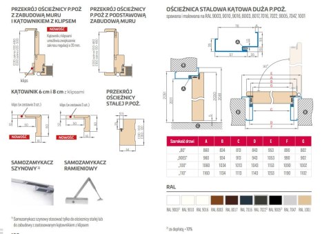 Drzwi Przeciwpożarowe Dymoszczelne EI30 Erkado LEDA z ościeżnicą Różne wymiary