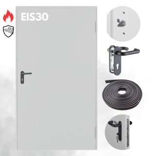 Drzwi Przeciwpożarowe Dymoszczelne EIS30 Padilla Szare RAL 7035 PPOŻ 110 cm