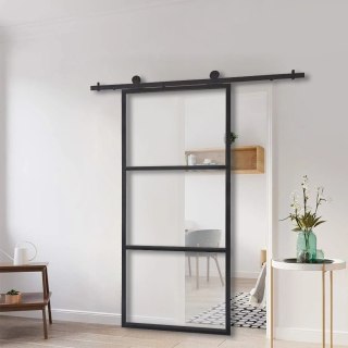 Drzwi Przesuwne Szklane THARO Loft Aluminiowe Slim czarne 100×210 cm Zestaw od ręki