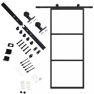 Drzwi Przesuwne Szklane THARO Loft Aluminiowe Slim czarne 100×210 cm Zestaw od ręki