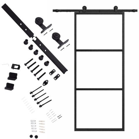 Drzwi Przesuwne Szklane THARO Loft Aluminiowe Slim czarne 85×210 cm Zestaw od ręki