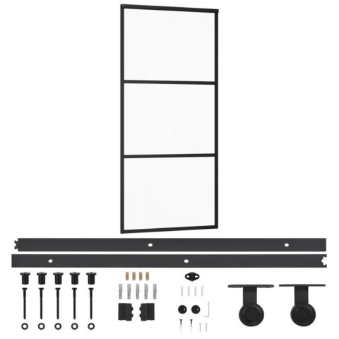 Drzwi Przesuwne Szklane THARO Loft Aluminiowe Slim czarne 85×210 cm Zestaw od ręki