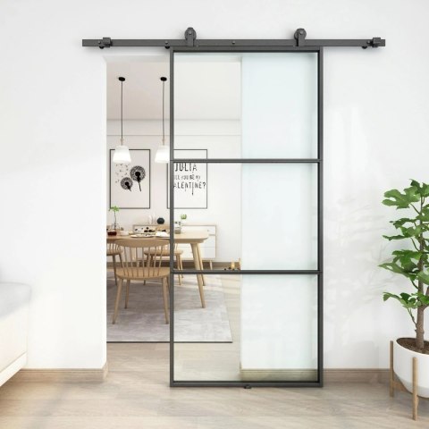 Drzwi Przesuwne Szklane THARO Loft Aluminiowe Slim czarne 85×210 cm Zestaw od ręki