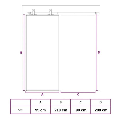 Drzwi Przesuwne Szklane THARO Loft Aluminiowe Slim czarne 95×210 cm Zestaw od ręki