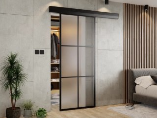 Drzwi Przesuwne Szklane Thor Aluminium Czarne 6 pól Szyba do Wyboru