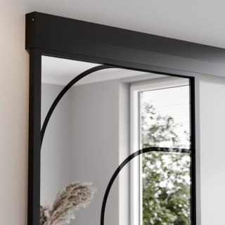 Drzwi Przesuwne Szklane Thor Aluminium Czarne Lustro Obustronne Łuk 3