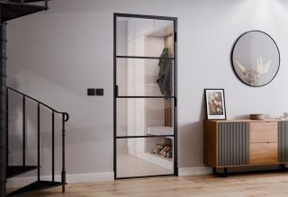 Drzwi Rozwierane Aluminium Czarne Slim Magnetic Komplet z Ościeżnica Float 4 pola
