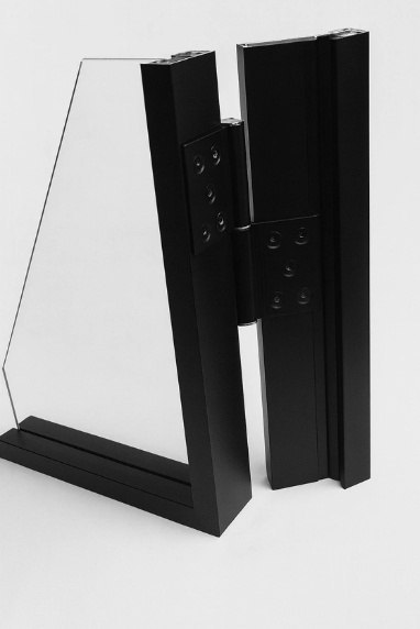 Drzwi Rozwierane Aluminium Czarne Slim Magnetic Komplet z Ościeżnica Flutez 9 pól