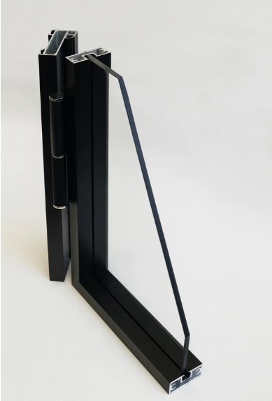 Drzwi Rozwierane Aluminium Czarne Slim Magnetic Komplet z Ościeżnica Satyna 4 pola