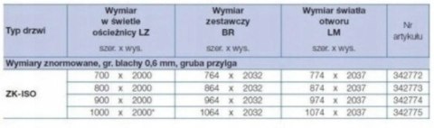 Drzwi Techniczne Hormann ZK ISO Antracyt 70cm 700 x 2000