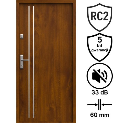Drzwi Wejściowe GERDA Tokio 2 Insert Stalowe do mieszkań RC2 Różne Kolory do wyboru G1s