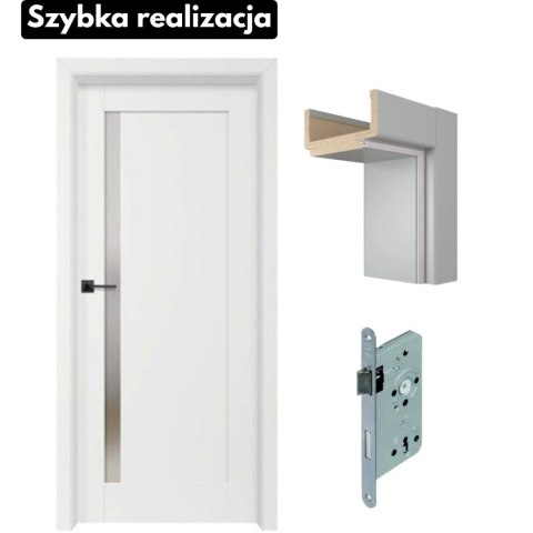 Drzwi wewnętrzne Erkado Pera 3 Ramowe Śnieżnobiały Ościeżnica Szybka realizacja