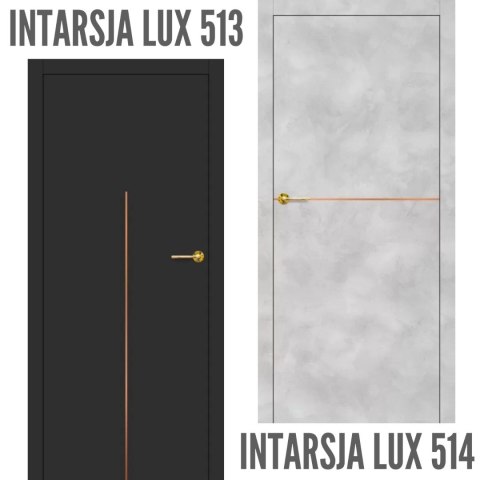 Drzwi Wewnętrzne Intarsja LUX Miedź szczotkowana Erkado Pełne