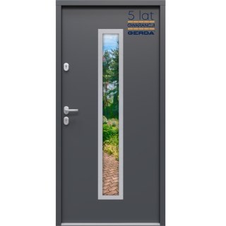 Drzwi Zewnętrzne GERDA TEMPO Hanover 5 INOX 75mm SELECT Antracyt LUSTRO Szybka Realizacja