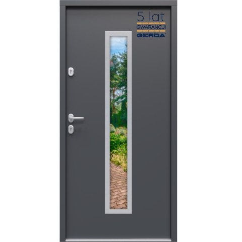 Drzwi Zewnętrzne GERDA TEMPO Hanover 5 INOX 75mm SELECT Antracyt LUSTRO Szybka Realizacja