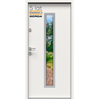 Drzwi Zewnętrzne GERDA TEMPO Hanover 5 INOX 75mm SELECT Białe LUSTRO Szybka Realizacja