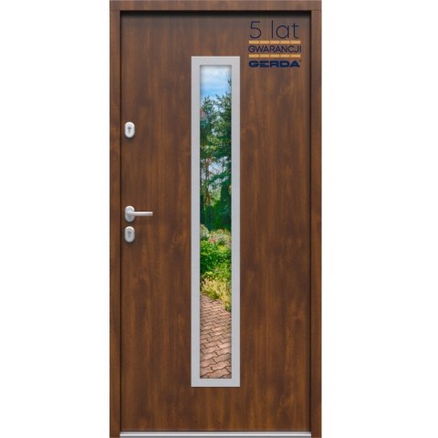 Drzwi Zewnętrzne GERDA TEMPO Hanover 5 INOX 75mm SELECT Dąb Szlechatny LUSTRO Szybka Realizacja