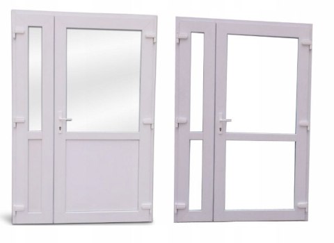 DRZWI ZEWNĘTRZNE SKLEPOWE 160 x 210 PCV Białe Dwuskrzydłowe