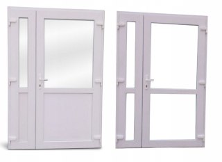 DRZWI ZEWNĘTRZNE SKLEPOWE 180 x 210 PCV Białe Dwuskrzydłowe