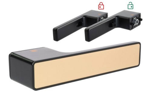 Klamka INTRA SMART Lock rozeta prostokątna czarny/satyna mosiądz BLITZ Premium